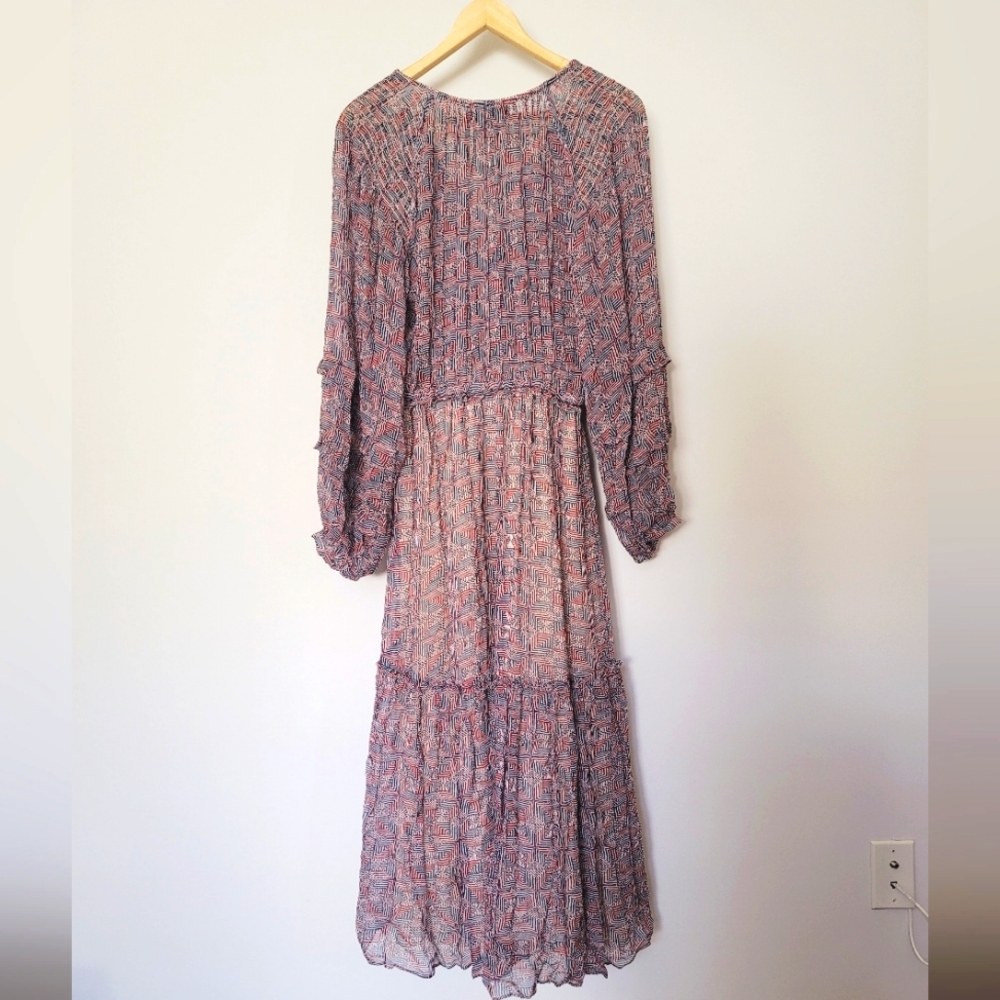 Isabel Marant Pink Floral Sheer Long-Sleeve Midi Dress - Picture 9 of 11
